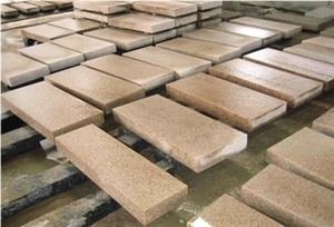 Fargo G682 Yellow Granite Thick Stair Treads,Rusty Granite Flamed Stair Threshold, Flamed Yellow Granite Steps