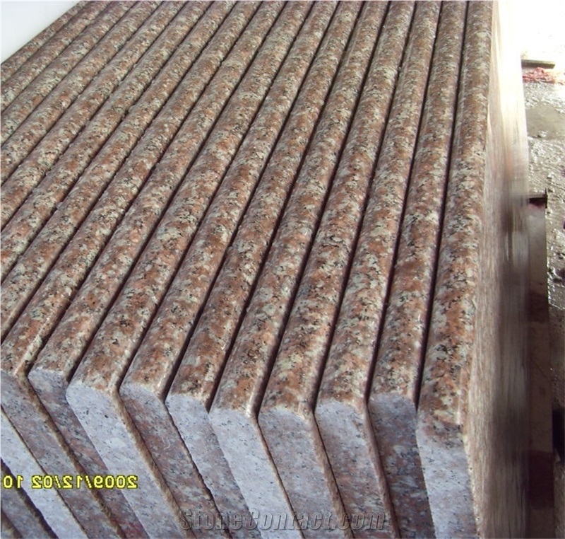 Fargo G687 Granite,Peach Blossom Red Granite Staircase & Riser,Polished China Red Granite Steps,Stair Treads