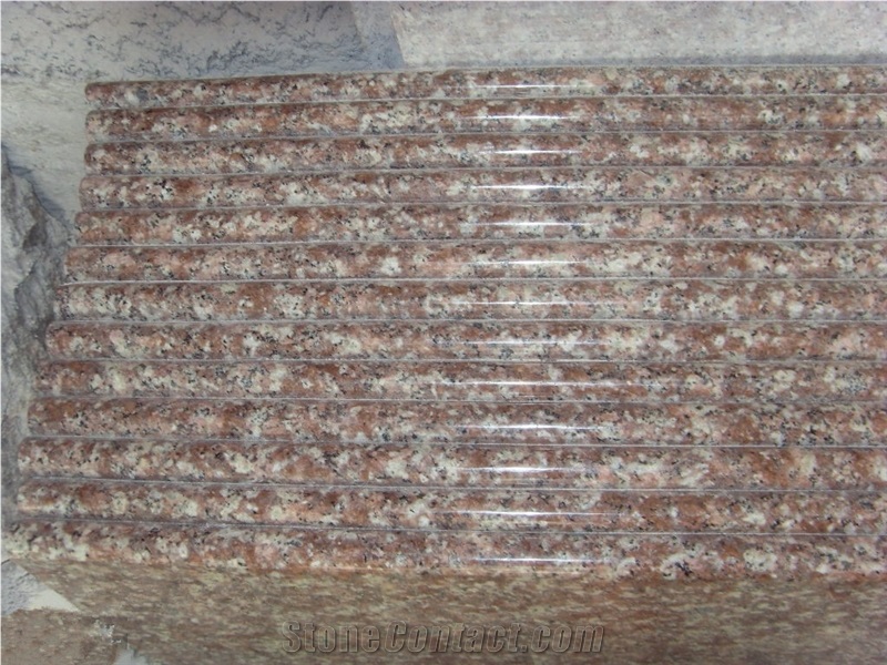 Fargo G687 Granite,Peach Blossom Red Granite Staircase & Riser,Polished China Red Granite Steps,Stair Treads