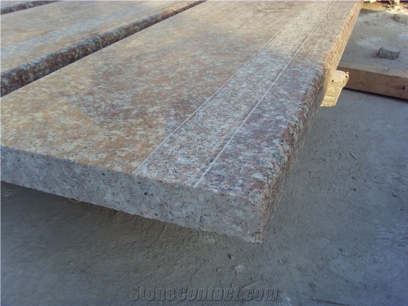 Fargo G687 Granite,Peach Blossom Red Granite Staircase & Riser,Polished China Red Granite Steps,Stair Treads