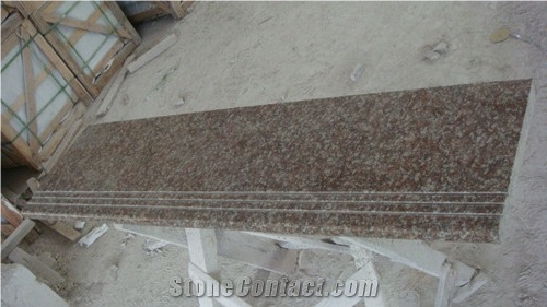 Fargo G687 Granite,Peach Blossom Red Granite Staircase & Riser,Polished China Red Granite Steps,Stair Treads