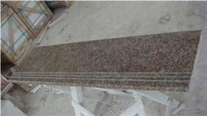 Fargo G687 Granite,Peach Blossom Red Granite Staircase & Riser,Polished China Red Granite Steps,Stair Treads