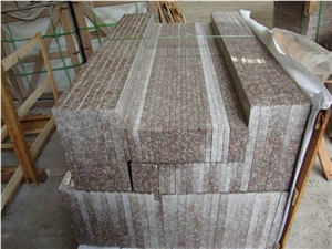 Fargo G687 Granite,Peach Blossom Red Granite Staircase & Riser,Polished China Red Granite Steps,Stair Treads