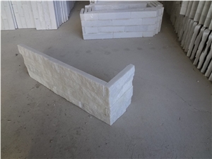 Fargo Laizhou White Marble Cultured Stone, Stacked Stone Veneer, Thin Exposed Corner Stone
