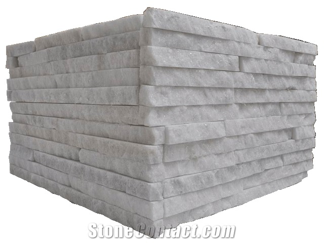 Fargo Snow White Stacked Corner Stone Panels,White Quartzite Exposed Stone Veneer,Wall Crazy Cladding Stone