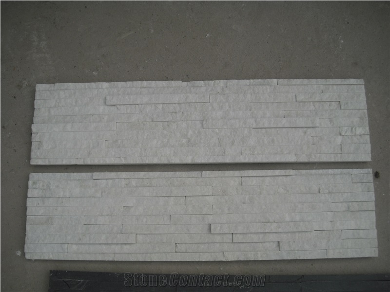 Fargo Snow White Stacked Corner Stone Panels,White Quartzite Exposed Stone Veneer,Wall Crazy Cladding Stone