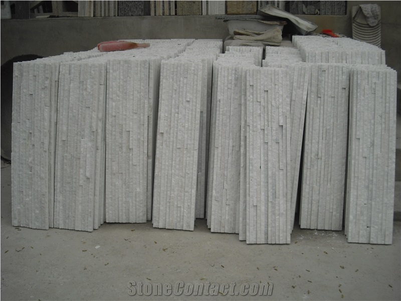 Fargo Snow White Stacked Corner Stone Panels,White Quartzite Exposed Stone Veneer,Wall Crazy Cladding Stone