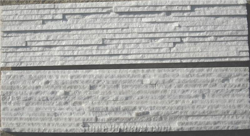 Fargo Snow White Stacked Corner Stone Panels,White Quartzite Exposed Stone Veneer,Wall Crazy Cladding Stone
