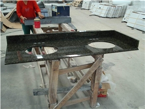 Fargo Verde Ubatuba Granite Bathroom Vanity Tops, Polished Green Granite Custom Vanity Tops