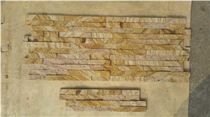 Fargo Yellow Sandstone Wall Crazy Cladding Panels in Z Shape/S Shape, Yellow Sandstone Stacked Stone Veneer,Yellow Exposed Ledge Stone
