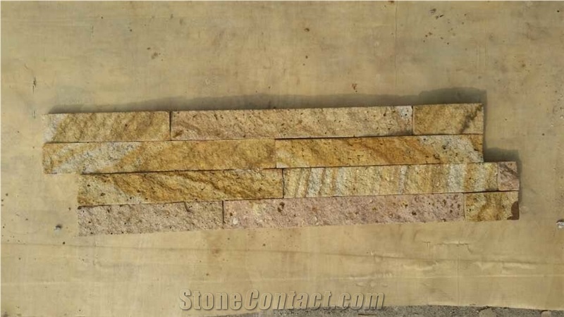 Fargo Yellow Sandstone Wall Crazy Cladding Panels in Z Shape/S Shape, Yellow Sandstone Stacked Stone Veneer,Yellow Exposed Ledge Stone