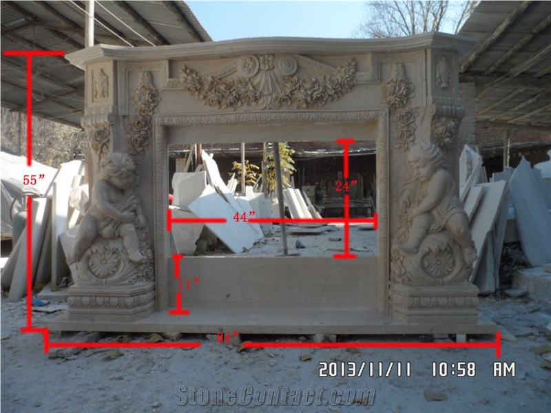 China White Marble Hand Carved Fireplace Surround Mantel