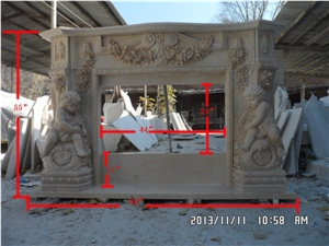 China White Marble Hand Carved Fireplace Surround Mantel