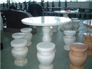 China White Marble Tables & Stool & Chairs, White Marble Bench & Table China White Marble Tables & Stool & Chairs, White Marble Bench & Table