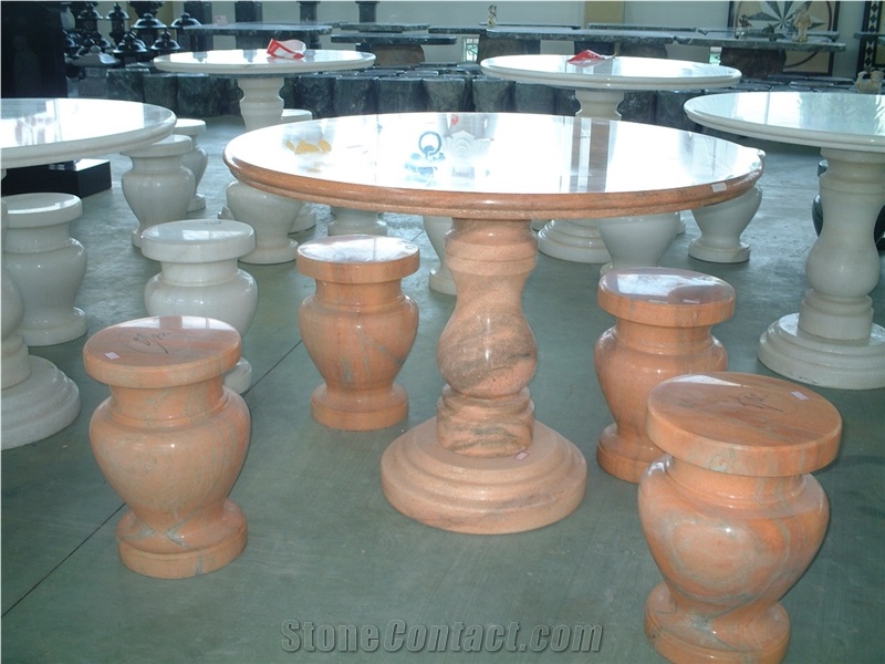 China White Marble Tables & Stool & Chairs, White Marble Bench & Table