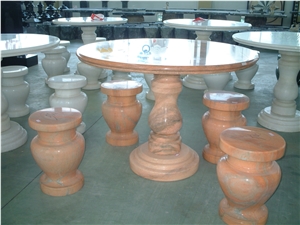 China White Marble Tables & Stool & Chairs, White Marble Bench & Table