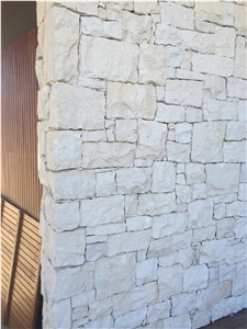 China White Sandstone Cultured Stone, Tumbled Free Style Wall Cladding Stacked Stone