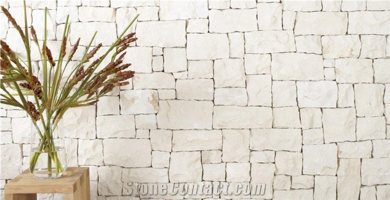 China White Sandstone Cultured Stone, Tumbled Free Style Wall Cladding Stacked Stone