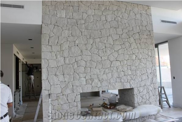 China White Sandstone Cultured Stone, Tumbled Free Style Wall Cladding Stacked Stone