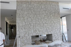 China White Sandstone Cultured Stone, Tumbled Free Style Wall Cladding Stacked Stone