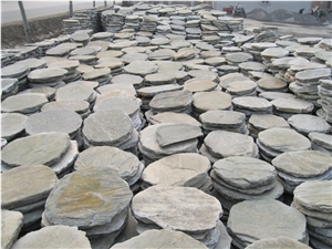China Yellow Slate Natural Color Round Shape Steps & Pavers
