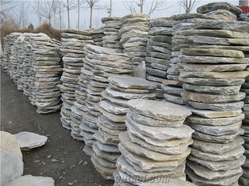 China Yellow Slate Natural Color Round Shape Steps & Pavers
