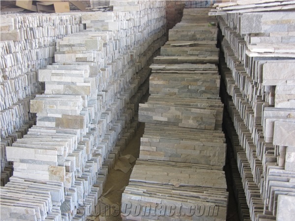 China Yellow Slate Wall Cladding Cultured Stacked Stone, Beige Slate Wall Cladding
