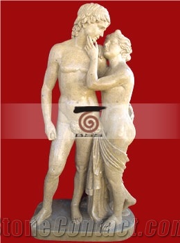 Hand Carved Travertine Statue Sculpture, Beige Travertine Statues
