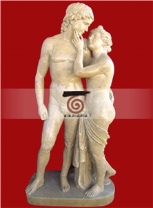 Hand Carved Travertine Statue Sculpture, Beige Travertine Statues
