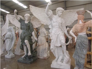 Hand Carved Travertine Statue Sculpture, Beige Travertine Statues