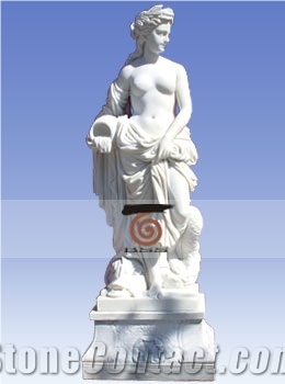 Hand Carved White Jade Marble Statue & Sculpture