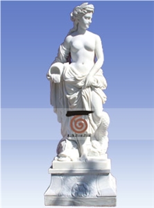 Hand Carved White Jade Marble Statue & Sculpture