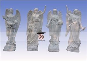 Hand Carved White Marble Angel Statues, Jade White Marble Statues