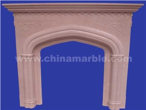 Manmade Beige Marfil Stone Fireplace Mantel