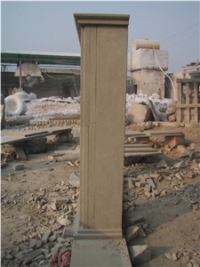 Simple Design Sandstone Fireplace Mantel, Beige Sandstone Fireplace Mantel