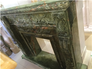 2015 Natural Stone Onyx Green Fireplace China 100% Hand Carved Honed or Polished Factory Wholesale Durable