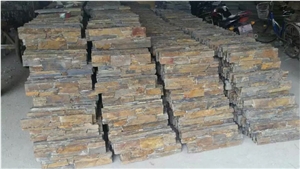 China Culture Stone Multicolor Slate Panel Rusty Brown 100%Rockface Wall Panel Yellow/Green Slabs&Tiles Flooring and Wall Covering Natural Surface Factory Wholesale