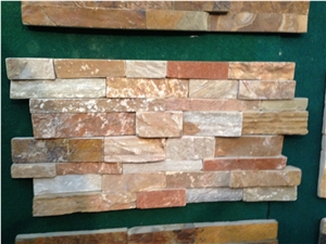 Flooring and Wall Covering Slate China Factory Directly Wholesale Beautiful Multicolor Yellow/Red/Pink Natural Surface 100%Rockface Wall Panel Culture Stone