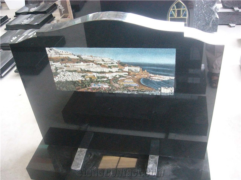 China G654 Black Granite Poland Style Tombstone & Monument