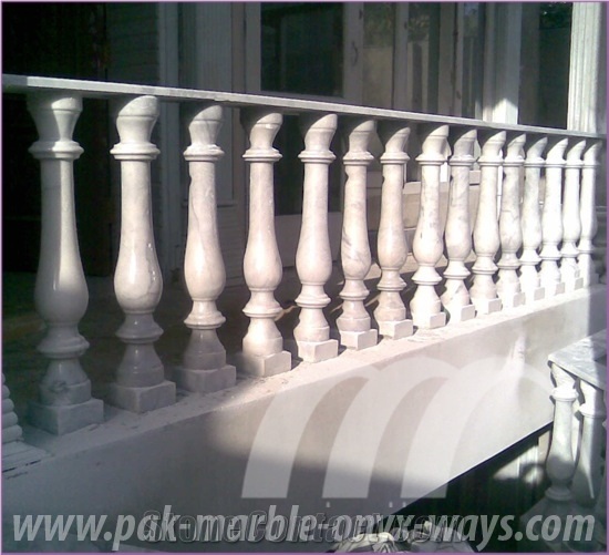 Balustrade Ziarat White Marble, White Pakistan Marble Balustrade & Railing