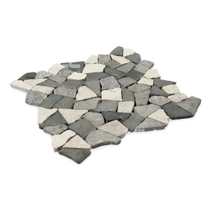 Burgo, Mix Grey, Black & Cream Indonesia Marble Mosaic