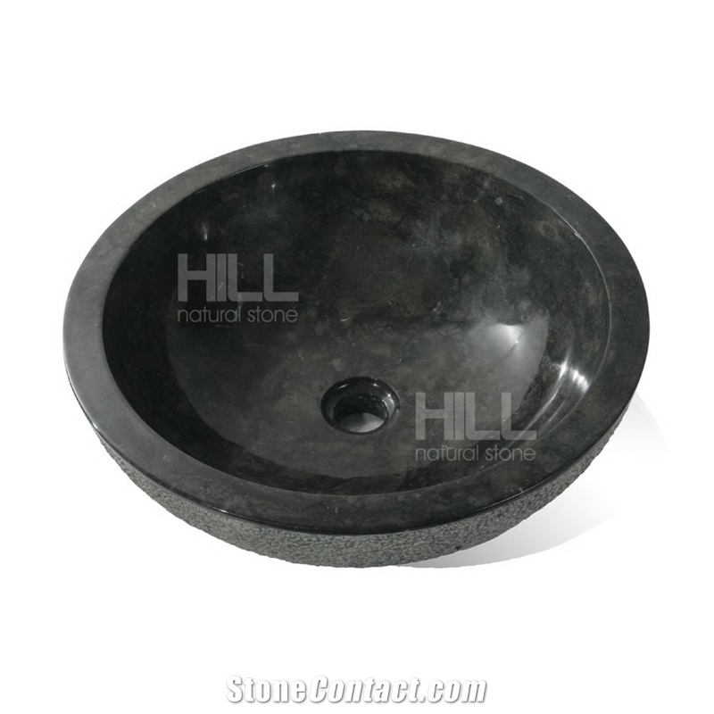 Fregona, Indonesia Black Rough Marble Bowl Sink