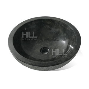 Fregona, Indonesia Black Rough Marble Bowl Sink