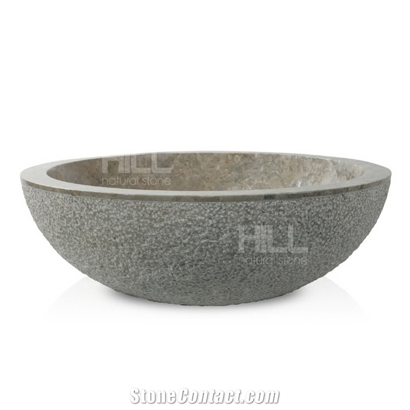 Fregona, Indonesia Black Rough Marble Bowl Sink