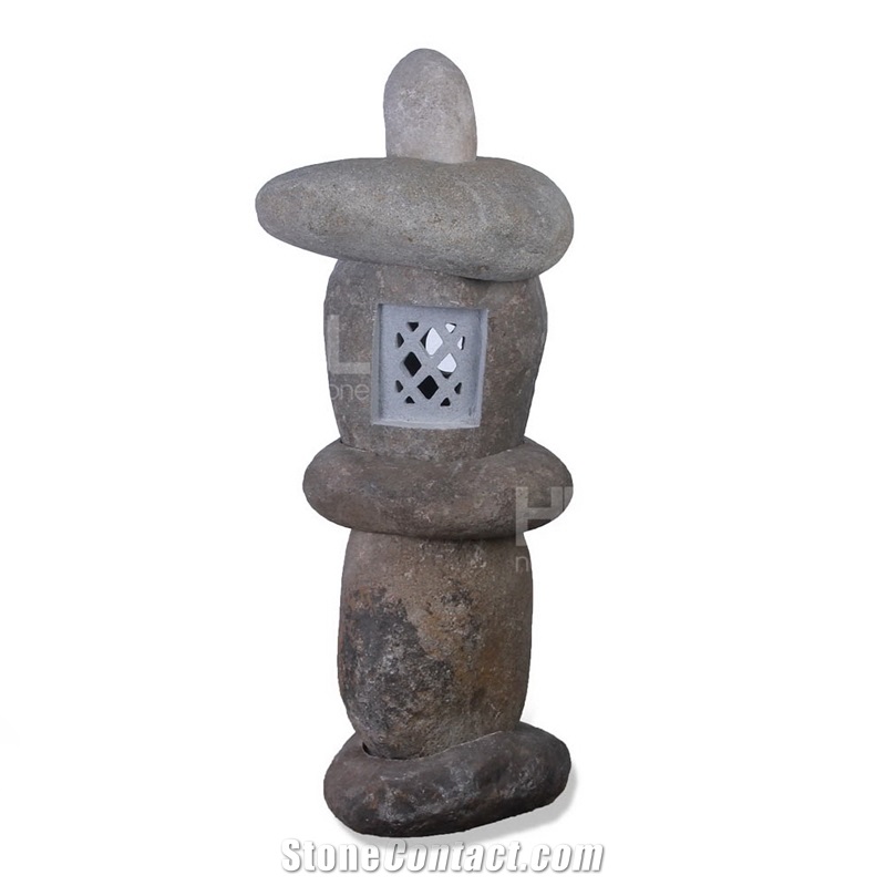 Garden Lamp, Indonesia River Stone Garden