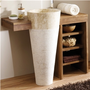 Latemar, Indonesia Rough-Polished Marble Pedestal Basin