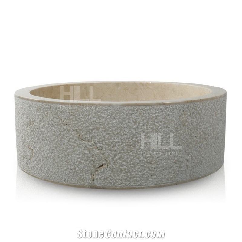 Motta, Indonesia Cylinder Honed Beige Marble Sinks & Basin