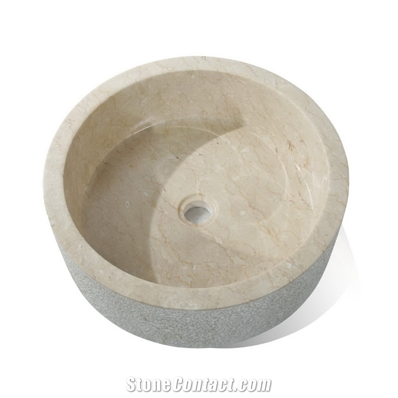 Motta, Indonesia Cylinder Honed Beige Marble Sinks & Basin