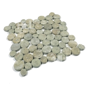 Noochi, Green Rough (Bali Green) Indonesia Tumble Mosaic Coin