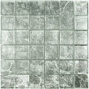 Fp02 Silver Leaf Crystal Mosaic, Foil Mosaic Lux Decorative Tile